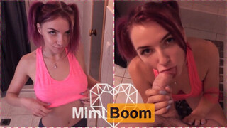 Минет в душе закончился умопомрачительной еблей с тощей милашкой Mimi Boom