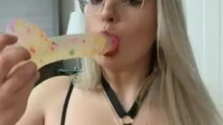 Pierced Deepthroat Blonde GIF