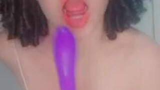 Sex Toy Petite Gagged Blowjob GIF