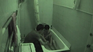 Hidden camera captures teen bathroom fuck