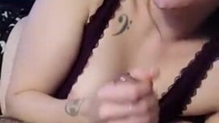 Wet Tattoo Spit Sloppy Real Couple OnlyFans Lips Glasses Gagging Deepthroat Blowjob GIF