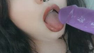 Sucking Spit Pretty Goth Gagging Dripping Dildo Cute Big Tits Alt GIF