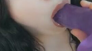 Sucking Spit Pretty Goth Gagging Dripping Dildo Cute Big Tits Alt GIF