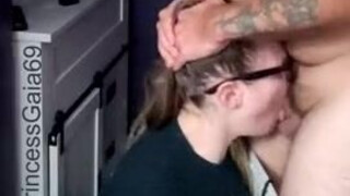 Throat Fuck Tattoo Spit Real Couple Oral OnlyFans Hairy Gagging Female Domination Deepthroat Brunette Blowjob Bathroom GIF