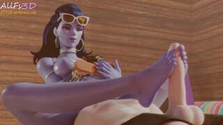 Caught shoe sniffing by Widow part 3 - Allfy3D