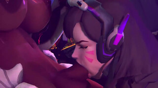 D.Va из ОверВотч сосет большой член футанари на глазах у подруги