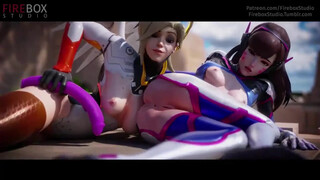 Лесбиянки D.Va и Mercy развлекаются с самотыком