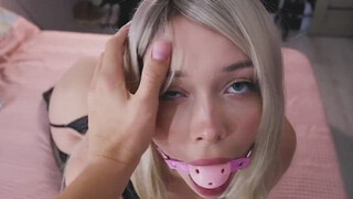 Lingerie Ball Gagged GIF