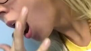 Pierced Long Tongue Deepthroat Cum In Mouth GIF