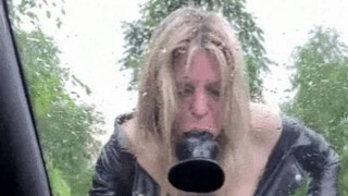 Outdoor Dildo Deepthroat GIF