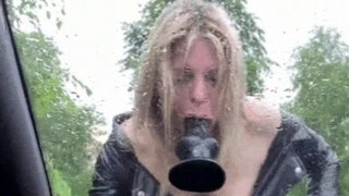 Outdoor Dildo Deepthroat GIF