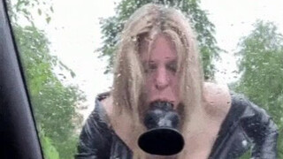 Outdoor Dildo Deepthroat GIF