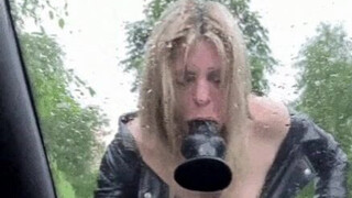 Outdoor Dildo Deepthroat GIF