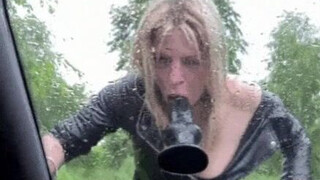 Outdoor Dildo Deepthroat GIF