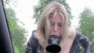 Outdoor Dildo Deepthroat GIF