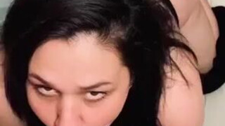 Thong Face Fuck Deepthroat Brunette Blowjob Big Ass BWC BBW GIF