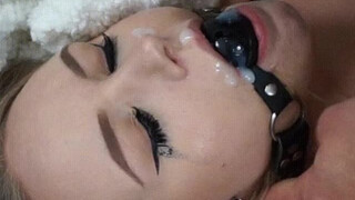 Gagged Facial Cumshot Cum Bondage GIF