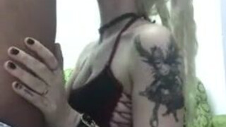 Tattoo Spit Sloppy Rough Deepthroat Boyfriend Blowjob Blonde BDSM GIF