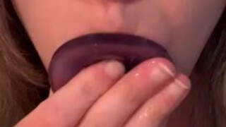 Spit Oral Huge Dildo Deepthroat GIF