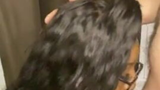 Girlfriend Ebony Deepthroat Blowjob Bed Sex BWC GIF