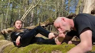 Outdoor Mistress Lena Goddess Gagging Foot Worship Foot Licking Foot Fetish Femdom Feet Licking Feet Fetish GIF