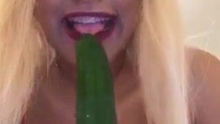 Deepthroat Cucumber Blowjob GIF