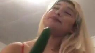 Deepthroat Cucumber Blowjob GIF