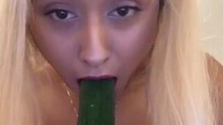 Deepthroat Cucumber Blowjob GIF