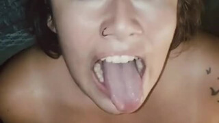 POV Facial Deepthroat Cumshot Cum Blowjob Big Tits Babe Amateur GIF