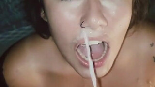 POV Facial Deepthroat Cumshot Cum Blowjob Big Tits Babe Amateur GIF