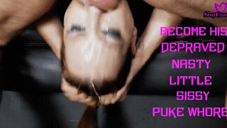 Sloppy Sissy Humiliation Gagging Deepthroat Caption GIF