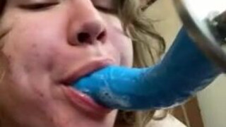 Throat Fuck Spit Gagging Fucking Machine Dildo Deepthroat Chubby Blonde BBW GIF