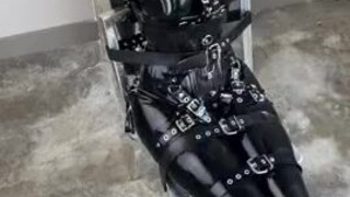 Latex Gagged Catsuit Bondage GIF