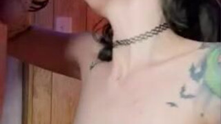 Tattoo Nipple Piercing Natural Tits Deepthroat Blowjob GIF