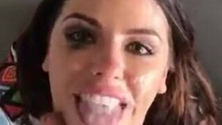 Sloppy Oral NSFW Deepthroat Cumshot Brunette Blowjob GIF