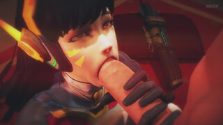 У Hanzo большой хуй, но D.Va все равно старается его сосать