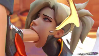 Mercy из Overwatch любит лизать и сосать большой член