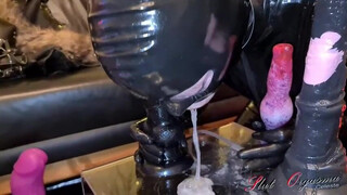 Spit Sloppy Slave Rubber Messy MILF Latex Gloves Latex Huge Dildo Fetish Extreme Deepthroat GIF