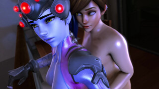 Widowmaker x Tracer Futa fuck on the balcony