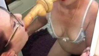 Mature Gag Reflex Dildo Curvy Cock Blowjob GIF